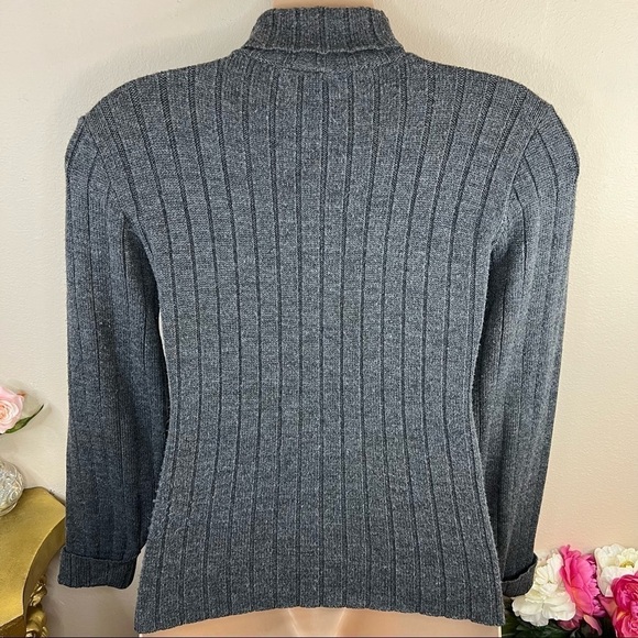 L Tangents Brand Grey Ribbed Turtleneck Sweater Women’s Large Long Sleeve 12 - Picture 3 of 5